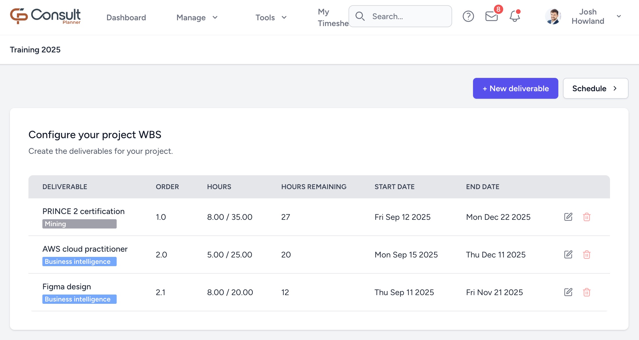 Deliverable management
