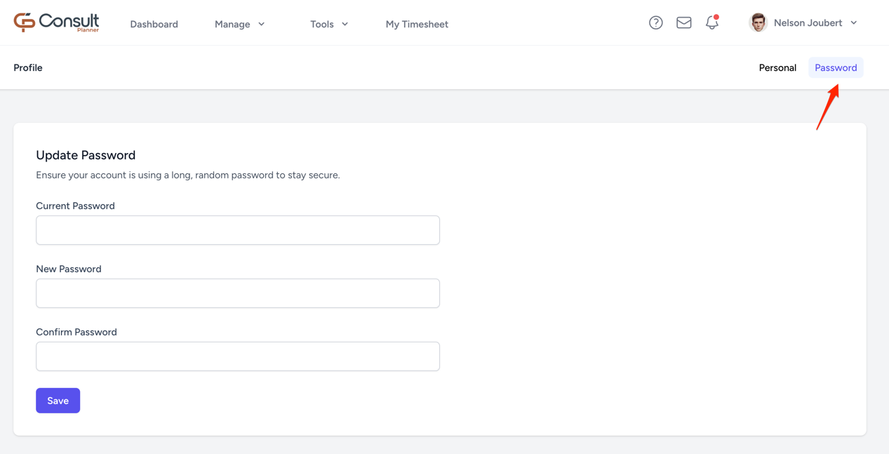 Personal details screenshot
